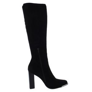 Steve Madden Womens Fedora Zipper Block Heel Knee-High Black Suede Boots Size 9